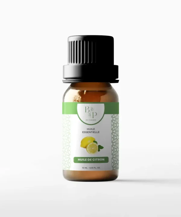 Huile Essentielle de Citron biologique Bioparadis, aux propriétés purifiantes et tonifiantes pour un bien-être naturel au quotidien.