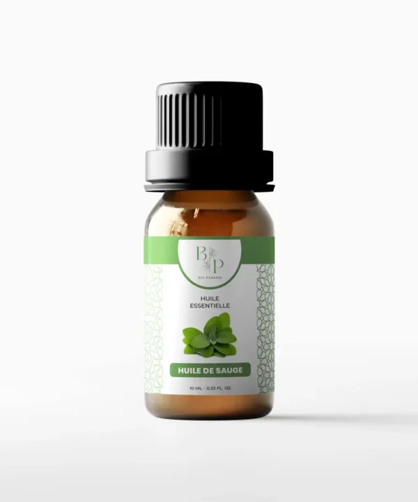 Huile Essentielle de Sauge biologique Bioparadis, aux propriétés équilibrantes et purifiantes pour l'harmonie et le bien-être naturel.