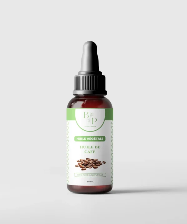 Huile Végétale de Café biologique Bioparadis, spécialement formulée pour réduire les cernes et raffermir le contour des yeux, 100% naturelle.